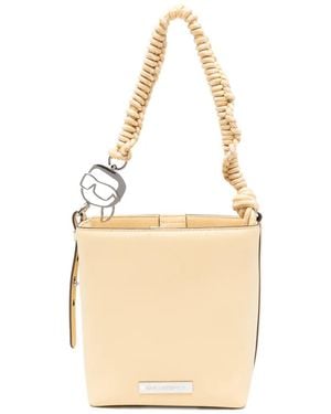 KARL LAGERFELD Logo-Plaque Small Shoulder Bag - Natural