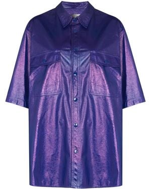 Isabel Marant Gilin Faux-Leather Shirt - Blue