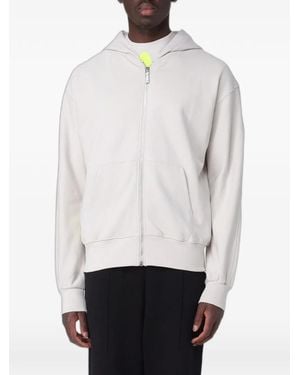 DISCLAIMER Logo-Print Zip-Up Hoodie - White