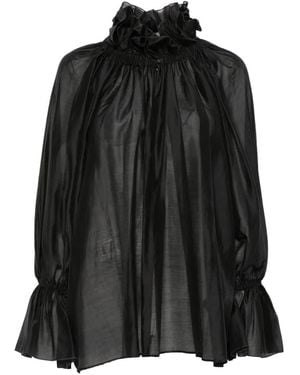 Thelatest Ruffled High-Neck Blouse - Black