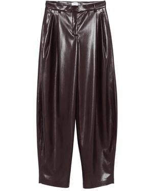 ANDAMANE Pleated Leather Pants - Purple