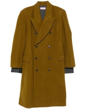 Martine Rose Logo-Embroidery Double-Breasted Coat - Green