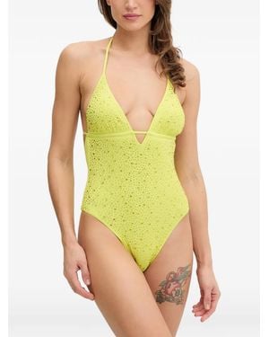 Guess Rhinestone One-Piece Swimsuit - Yellow