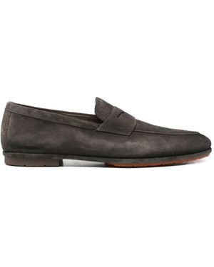Santoni Suede Penny Loafers - White