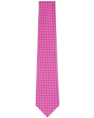 Kiton Geometric-Pattern Silk Tie - Pink