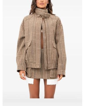 ELEH Houndstooth Zip-Up Jacket - Natural