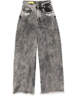 Marques'Almeida Vaqueros deshilachados con aplique floral - Gris