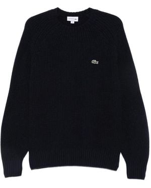 Lacoste Maglione A Coste Con Maniche Raglan - Blu