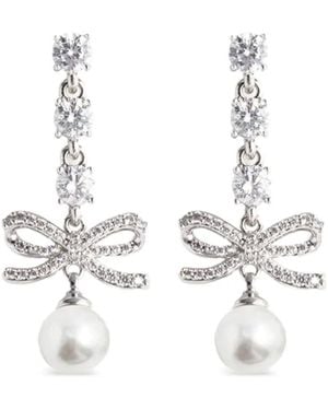 Self-Portrait Pendientes Con Charm De Lazo - Blanco