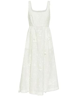 Munthe Fronia Floral-Embroidered Dress - White