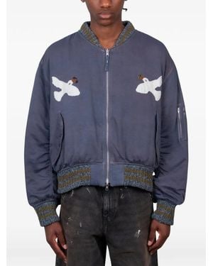 STORY mfg. Embroidered Reversible Bomber Jacket - Blue