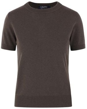 Max Mara Short-Sleeve Knitted Wool T-Shirt - Grey