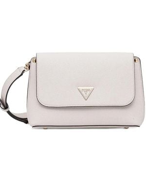 Guess Bandolera Con Placa Del Logo - Blanco