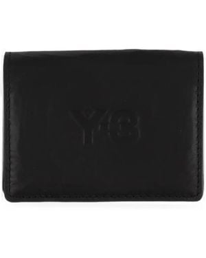Y-3 Logo-Debossed Crinkled Card Holder - Black