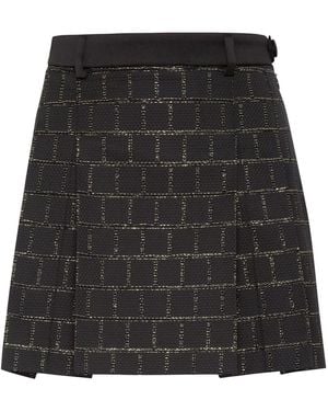 Philipp Plein Sartorial Pleated Jacquard Miniskirt - Black