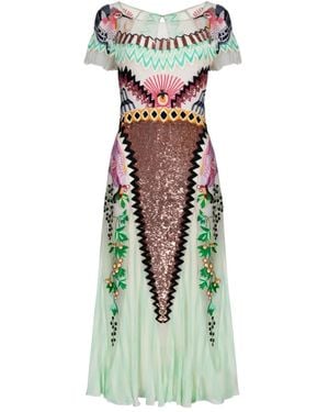 Temperley London Talia Embroidered Sequin Midi Dress - Green