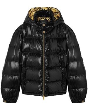 Versace Hooded Puffer Jacket - Black
