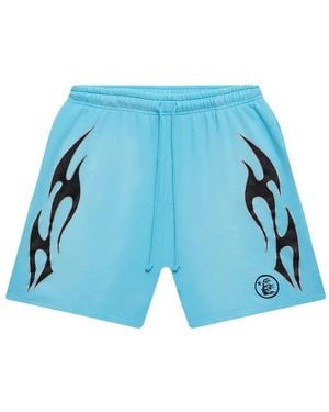 HELLSTAR Studios Flame-Print Shorts - Blue