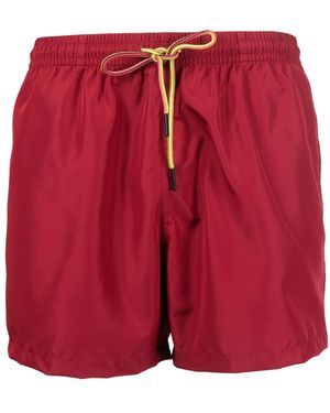 NOS Beachwear Logo-Patch Swim Shorts - Red