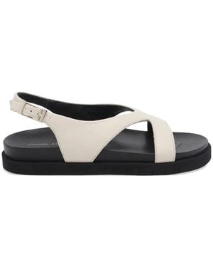 Ángel Alarcón Leather Flat Sandals - White