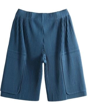 Homme Plissé Issey Miyake Plissé-Effect Cargo Trousers - Blue