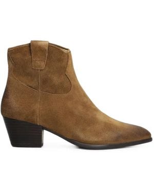 Ash Fame Suede Ankle Boots - Brown
