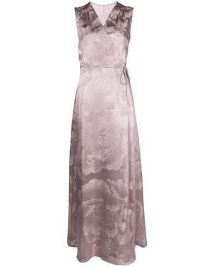 Carine Gilson Floral-Jacquard Silk Nightdress - Purple