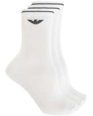 Emporio Armani Logo-Intarsia Socks (Set Of Three) - White