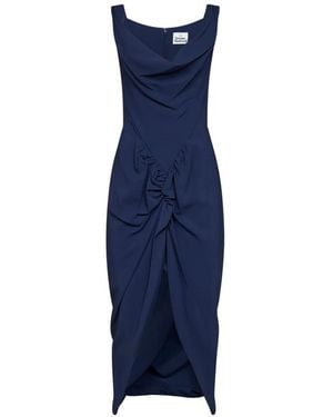 Vivienne Westwood Draped Asymmetric Midi Dress - Blue