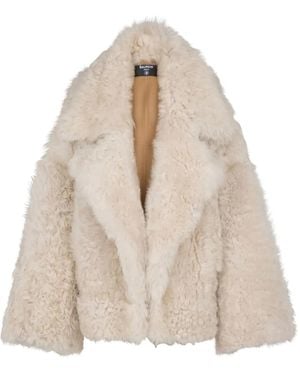 Balmain Veste En Peau Lainée - Natural