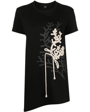 Y's Yohji Yamamoto Rope-Embellished Short-Sleeve T-Shirt - Black