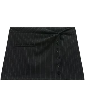 Courreges Twist-Detailing Pinstripe Miniskirt - Black