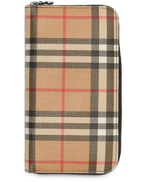 Burberry Vintage Check And Leather Ziparound Wallet - Multicolour