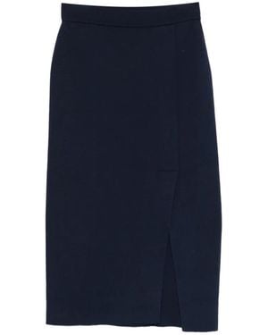 AROVESCIO Jupe Mi-Longue À Design Côtelé - Bleu