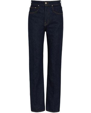 OSSOU Contrast-Stitch Straight-Leg Jeans - Blue