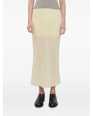 Rier Bias-Cut Wool-Gauze Midi Skirt - Natural