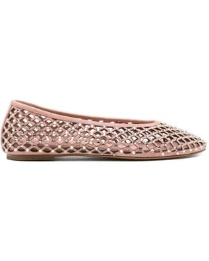Lola Cruz Leonor Lattice Embellished Ballet Flats - Pink