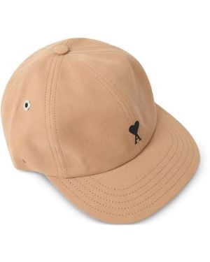 Ami Paris Casquette En Coton Avec Ami De Cœur - Natural