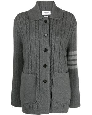 Thom Browne Cable-Knit Bomber Jacket - Grey