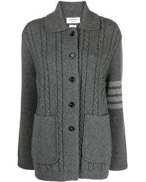 Thom Browne Cable-Knit Bomber Jacket - Gray