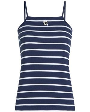 KARL LAGERFELD Ikon Striped-Pattern Tank Top - Blue