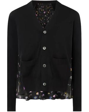Sacai Floral-Print Panelled Jumper - Black
