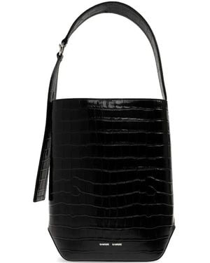 Samsøe & Samsøe Sac Cabas Saremegade En Cuir À Effet Peau De Crocodile - Black