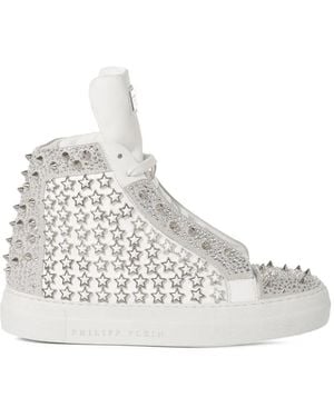 Philipp Plein Stud-Embellished Trainers - White