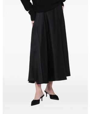 Anine Bing Satin-Finish Flared Midi Skirt - Black