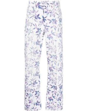 Isabel Marant Floral-print Straight-leg Trousers - Blue