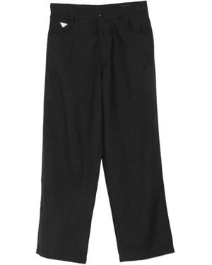 Prada Logo-Plaque Wide-Leg Trousers - Black