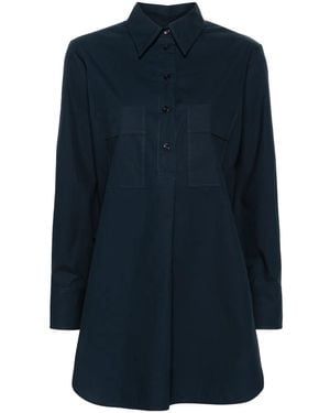MODES GARMENTS Side-Slit Poplin Shirt - Blue