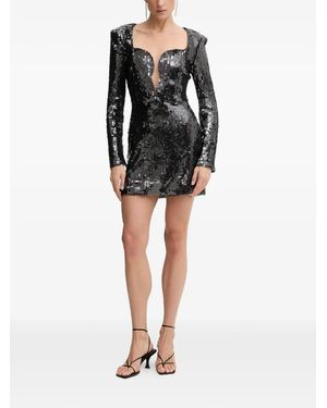 knee length dresses for ladies Gold Sequin Draped Bardot Mini Dress by Chloe Lewis