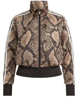 adidas Satin Snake-Print Firebird Track Jacket - Brown